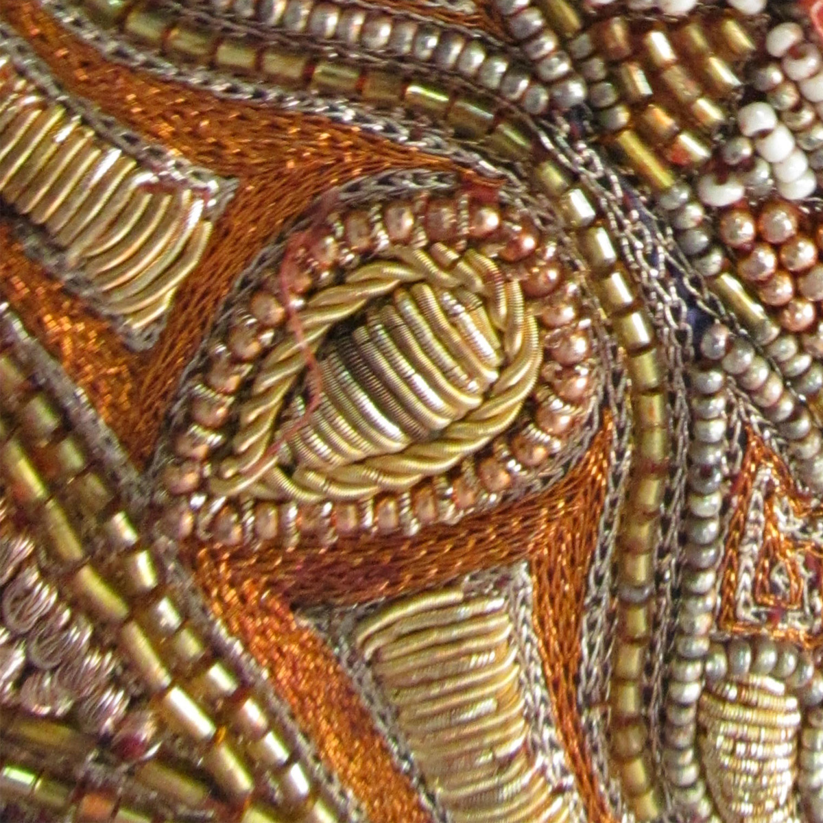 Red Indian Handmade Heavy Beads Embroidered Toss Pillow