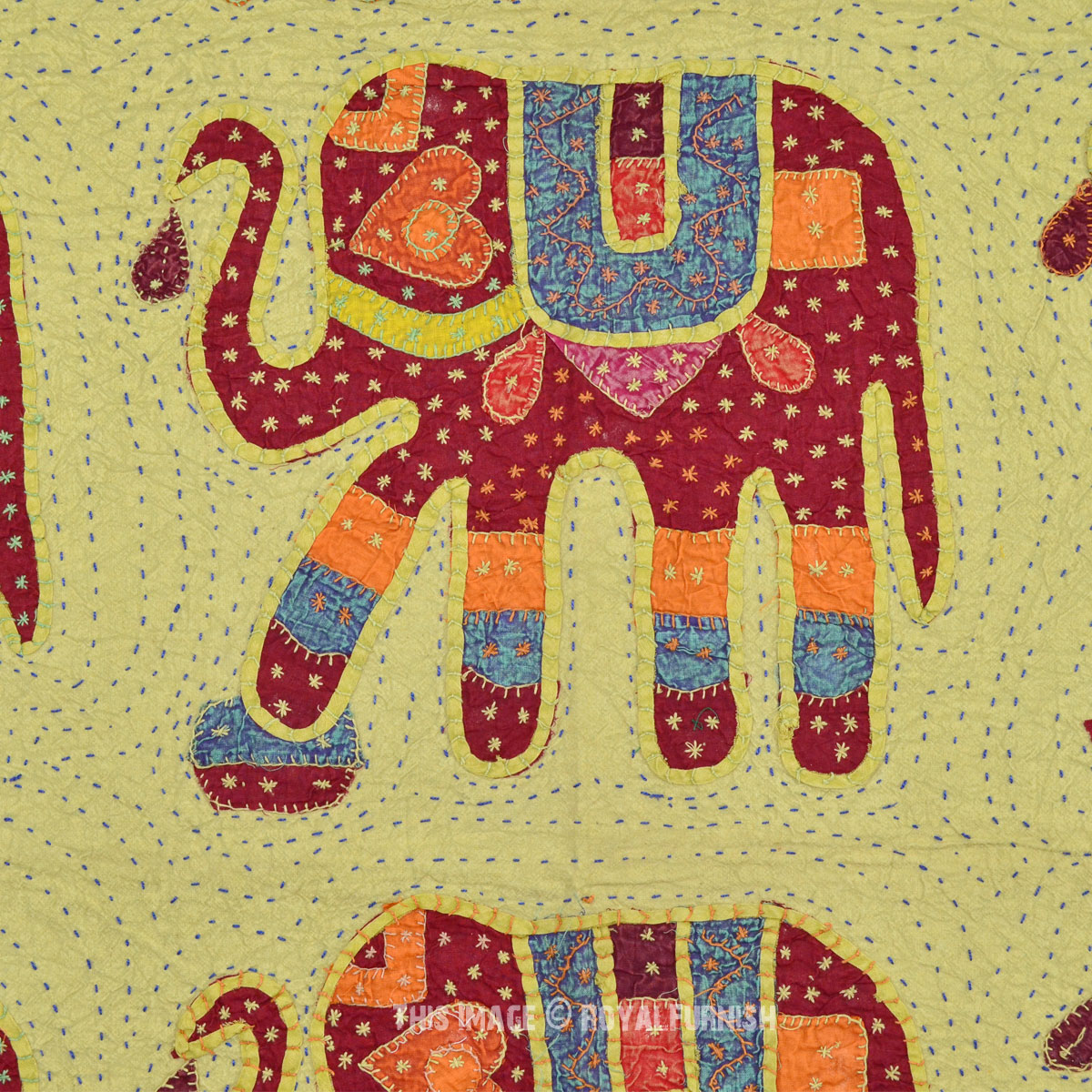 Large Six Elephants Vintage Patchwork Wall Hanging Tapestry ...