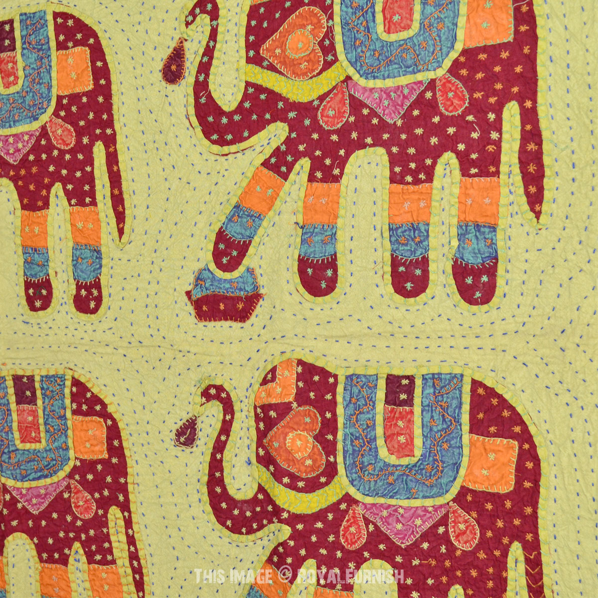 Large Six Elephants Vintage Patchwork Wall Hanging Tapestry ...