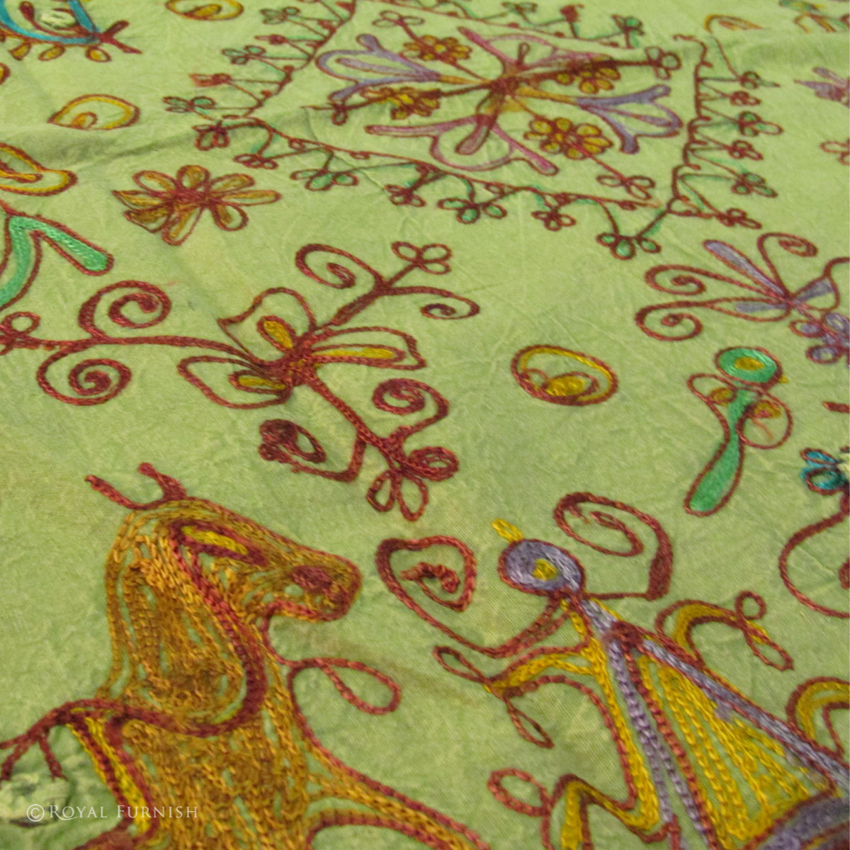 Hand Sewn Thread Embroidered Indian Cloth Wall Hanging Runner Decor Art