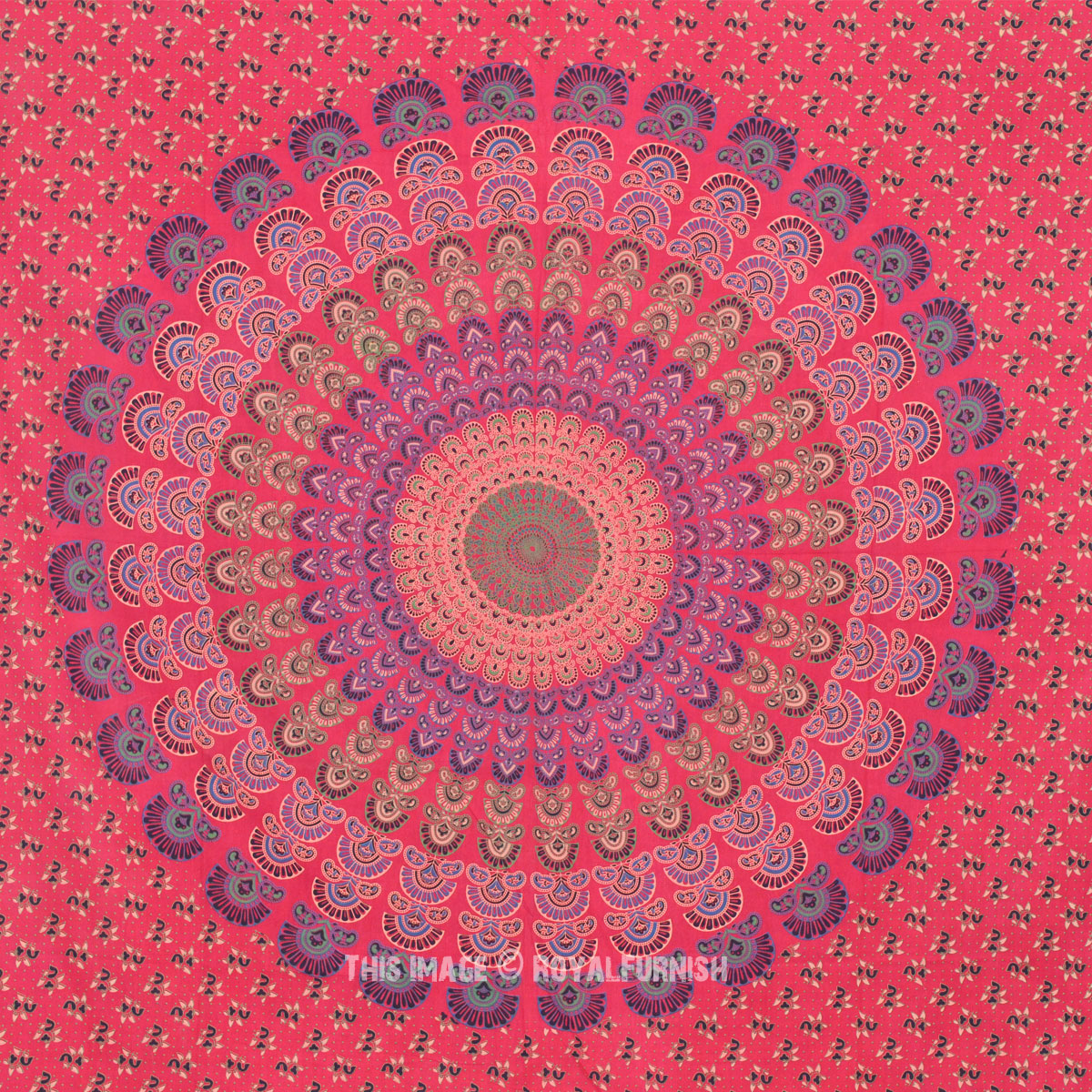 Red Indian Mandala Hippie Boho Cotton Tapestry Wall Hanging ...