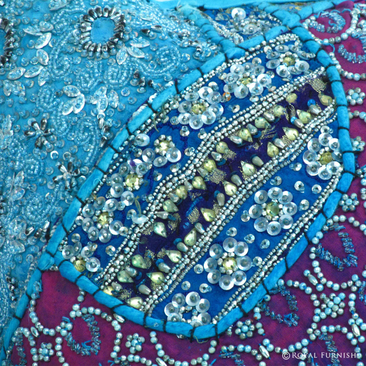 Elegant Handmade Heavy Beaded Indian Vintage Throw Pillow ...