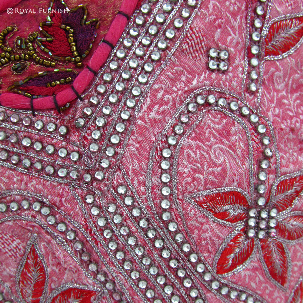 Pink Tribal Bohemian Heavy Beaded Vintage Decorative Throw Pillow ...
