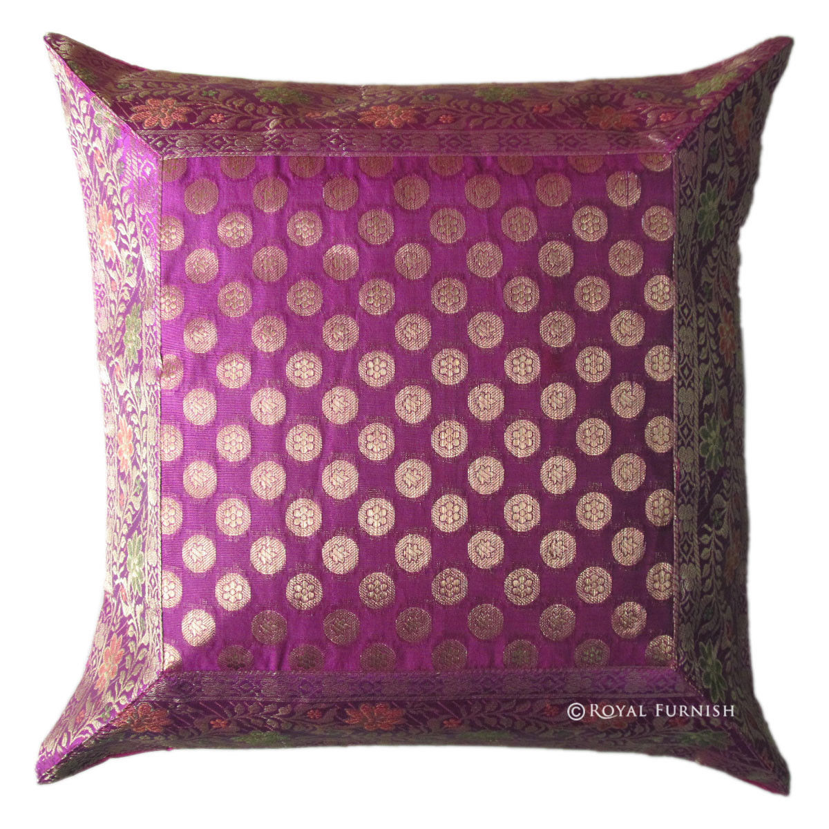 Pink Decorative Dot Silk Brocade Throw Accent Cushion Cover