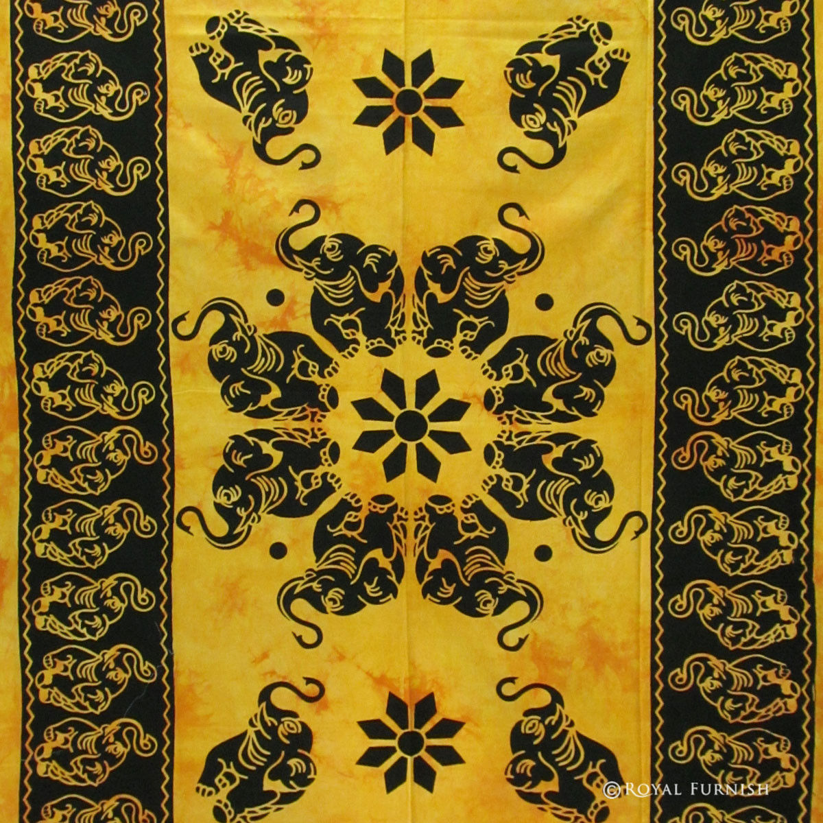 Indian Elephant Mandala Tapestry Wall Hanging Twin Size Bed Cover Home ...