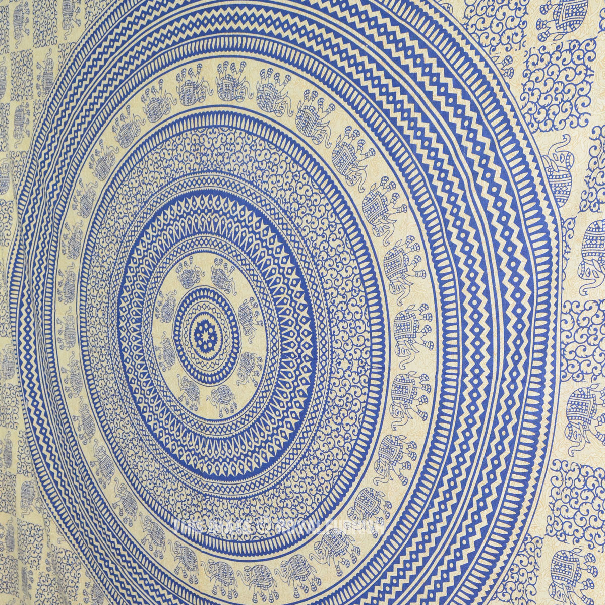 Blue Elephant Mandala Indian Bohemian Hippie Tapestry Throw Wall ...