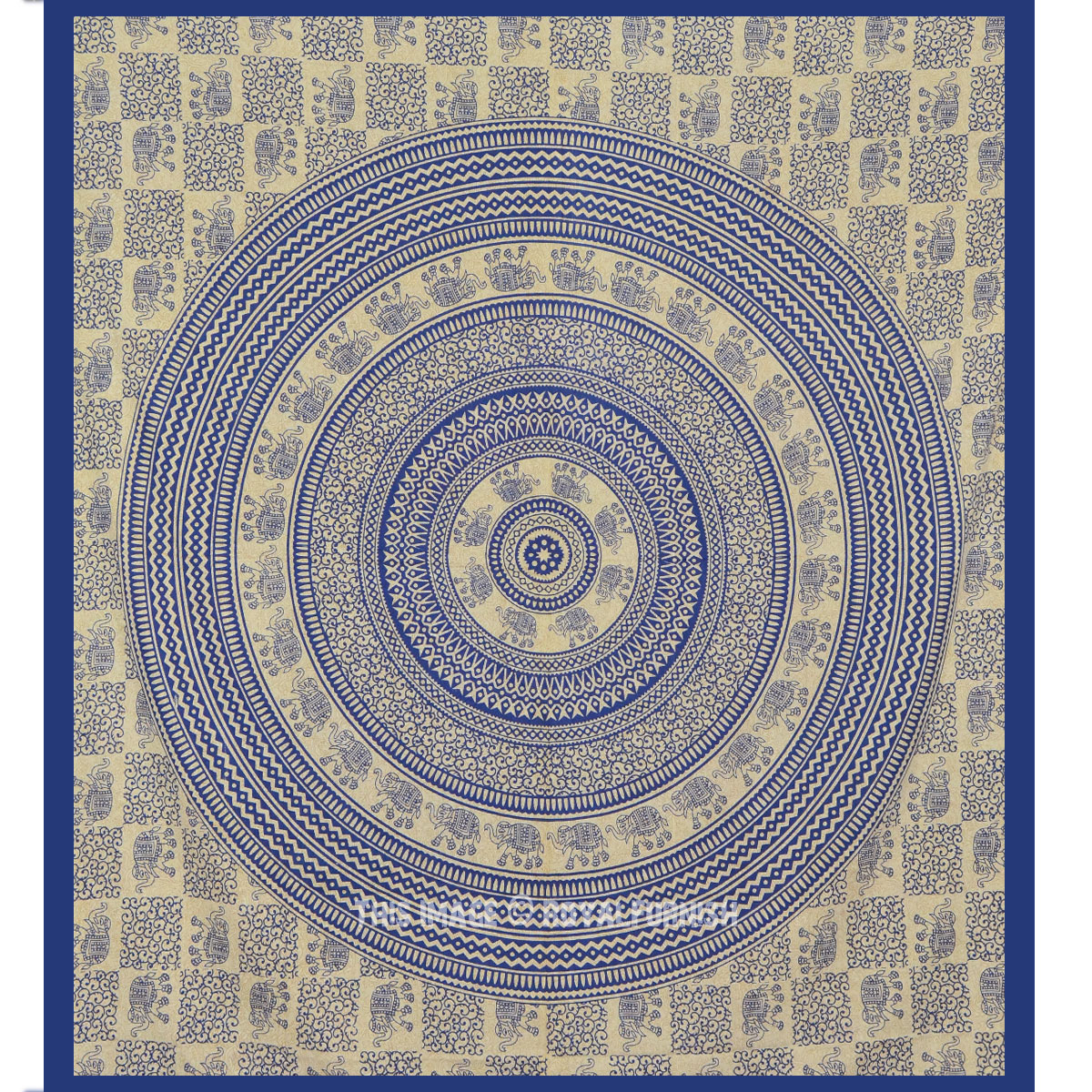 Blue Elephant Mandala Indian Bohemian Hippie Tapestry Throw Wall ...