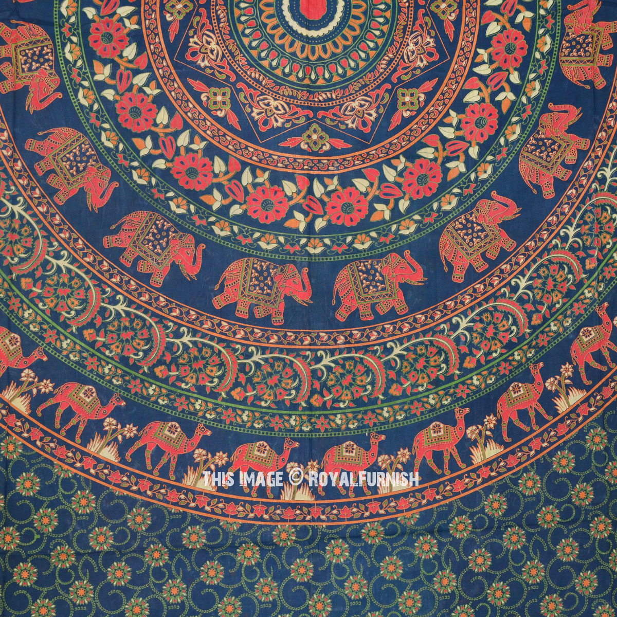 Queen Size Mandala Elephant Medallion Tapestry Wall Hanging Bed Cover ...