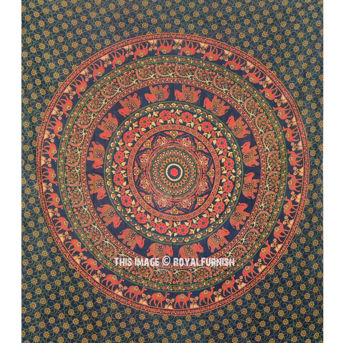 Queen Size Mandala Elephant Medallion Tapestry Wall Hanging Bed Cover ...