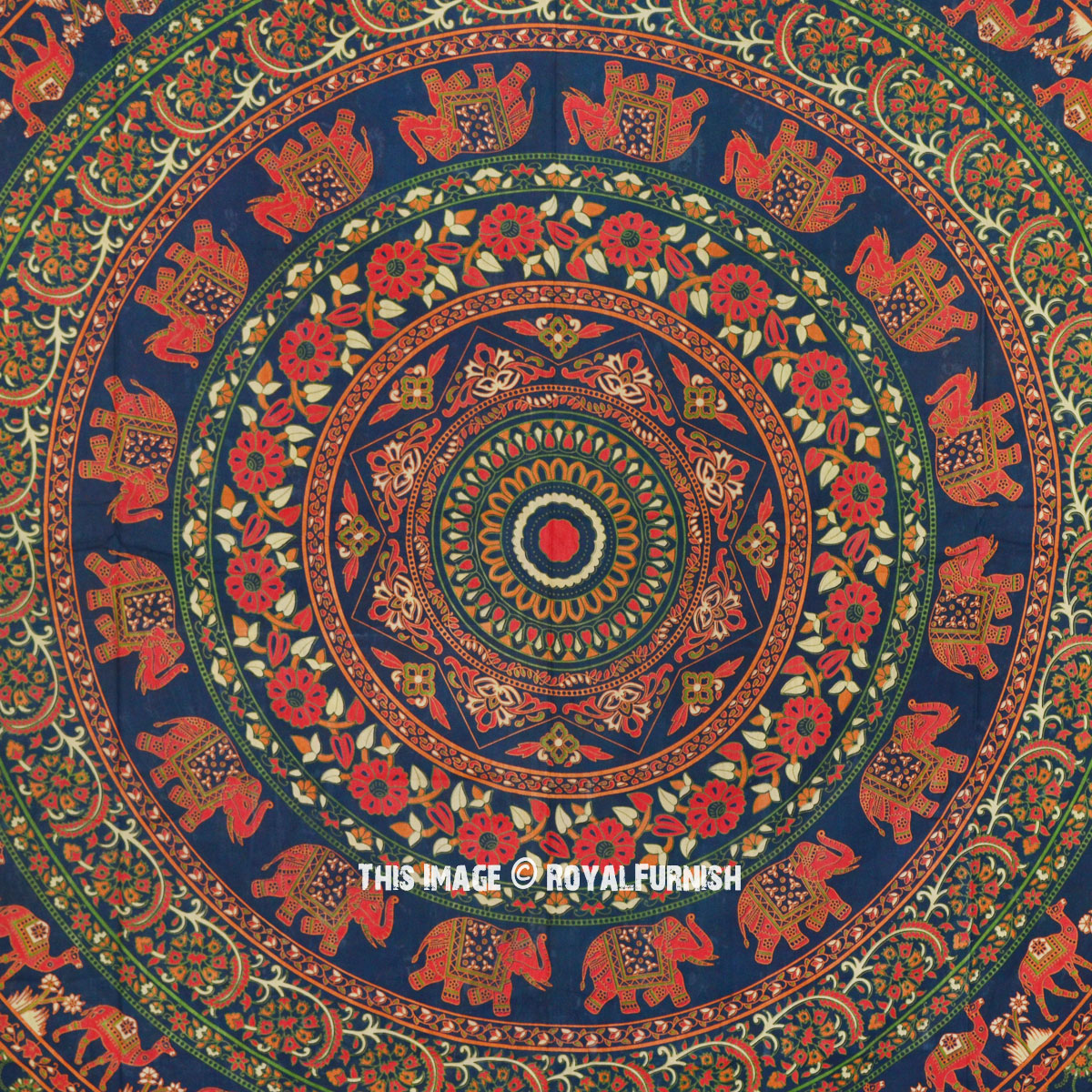 Queen Size Mandala Elephant Medallion Tapestry Wall Hanging Bed Cover ...