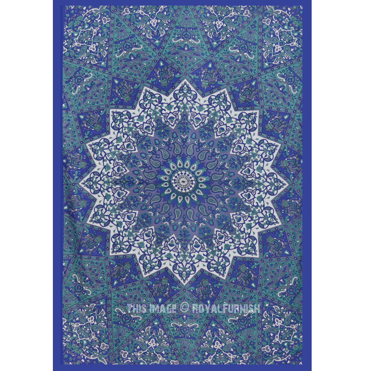 Blue White Twin Indian Star Mandala Hippie Dorm  Decor  