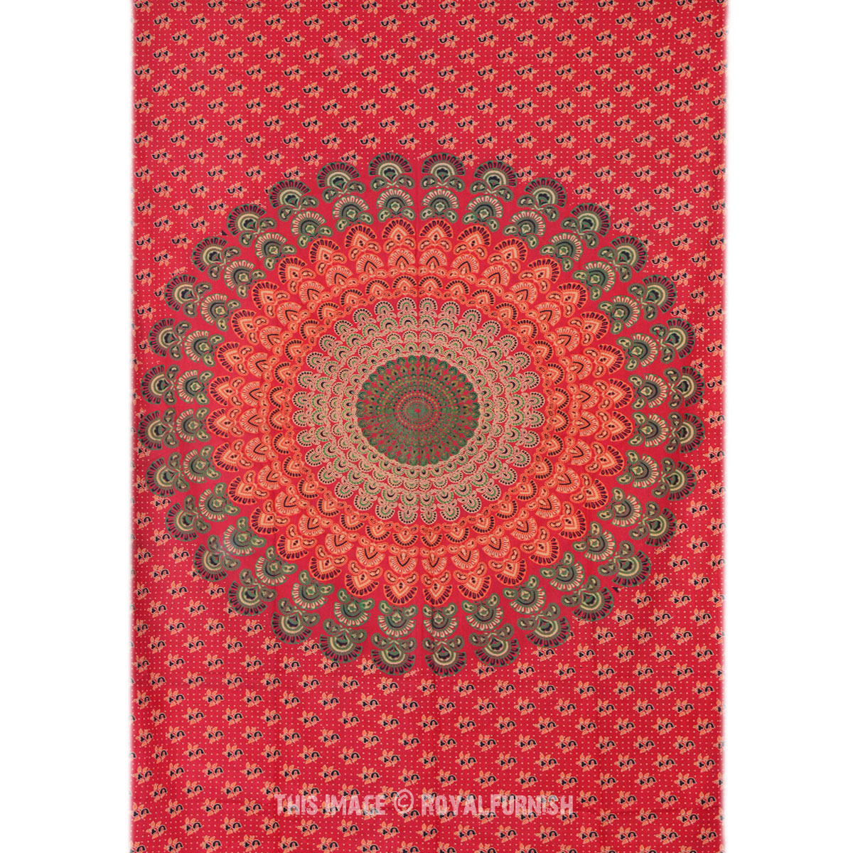 Twin Size Red Indian Floral Mandala Hippie Tapestry Wall Hanging Decor ...