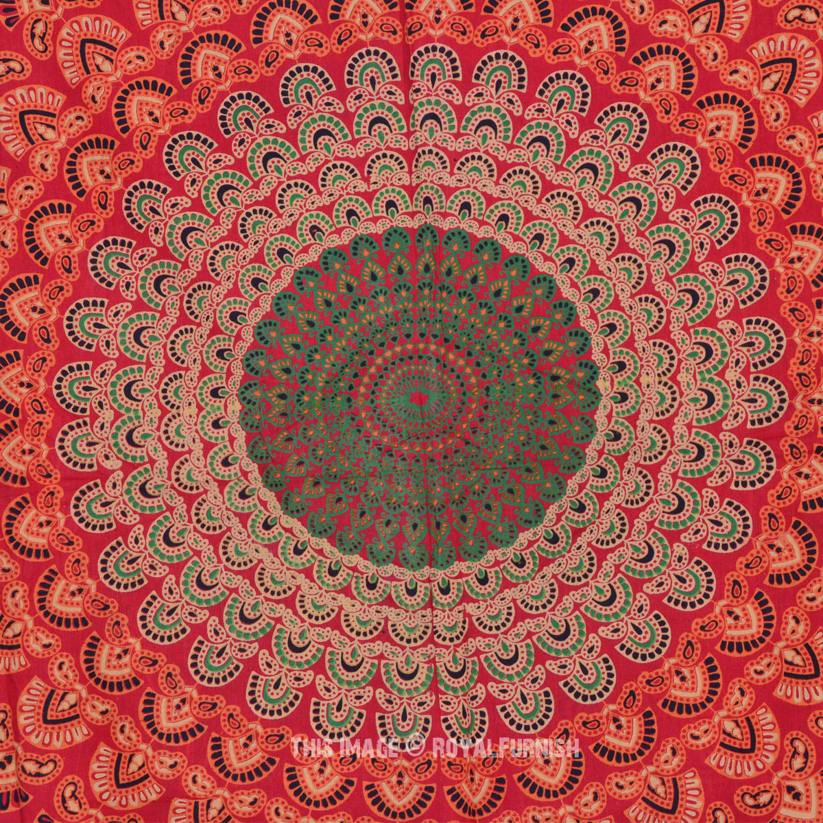 Twin Size Red Indian Floral Mandala Hippie Tapestry Wall Hanging Decor ...