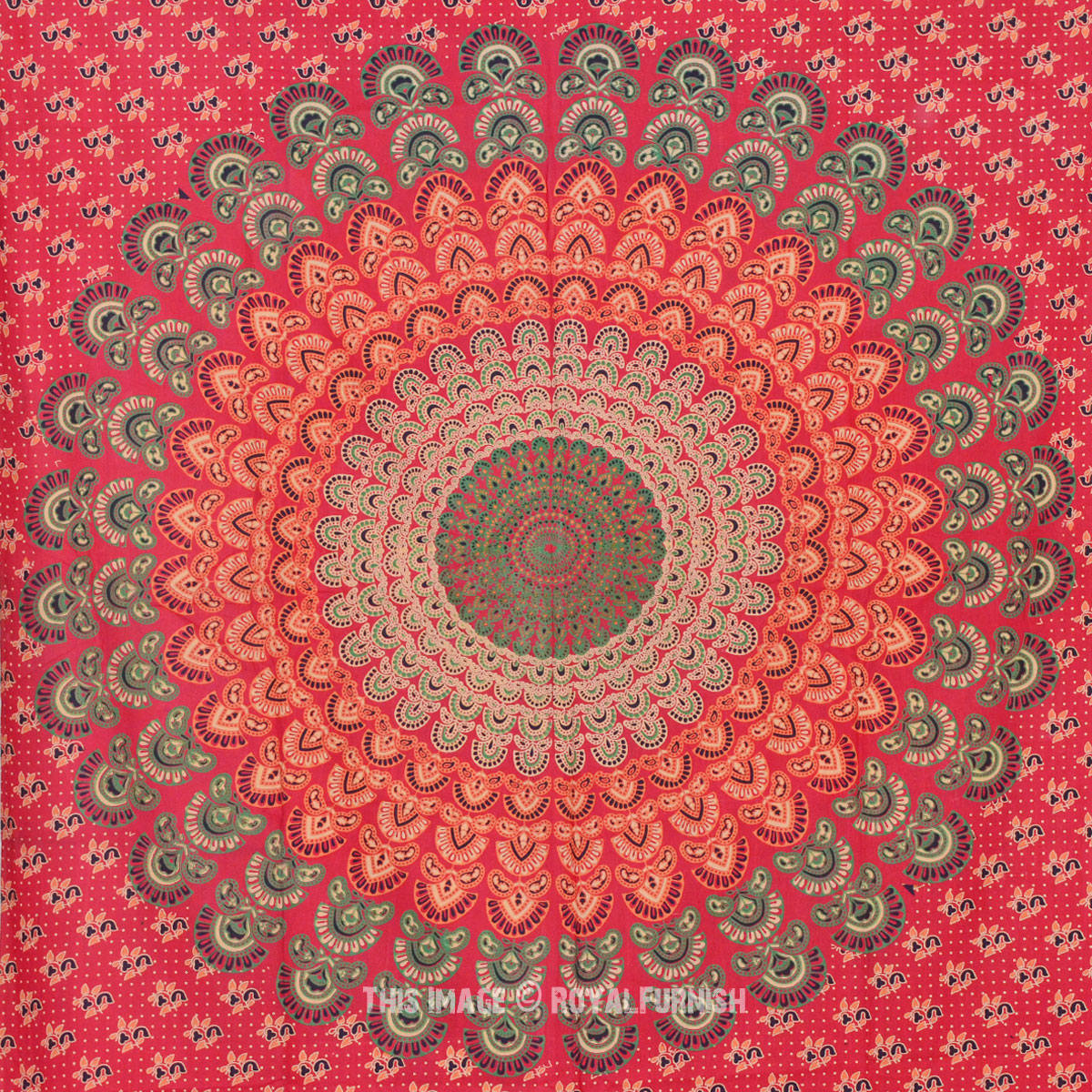 Twin Size Red Indian Floral Mandala Hippie Tapestry Wall Hanging Decor ...