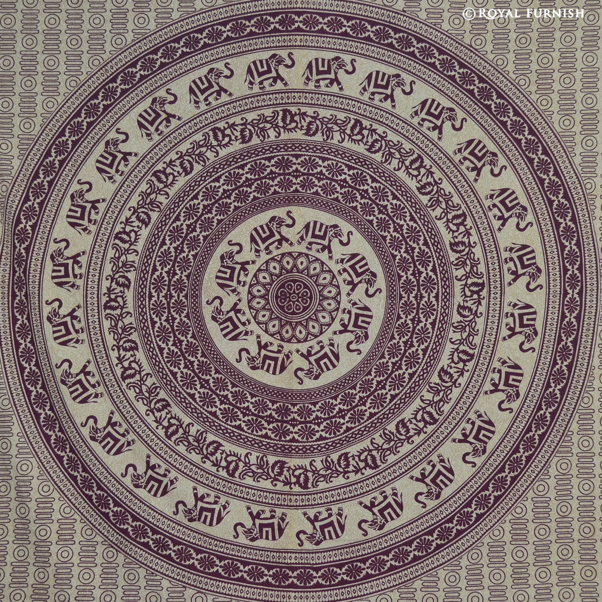 Maroon Indian Elephant Mandala Hippie Tapestry Wall Hanging For Dorm ...