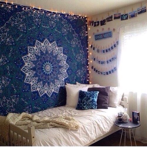 Blue Star Mandala Dorm Decor Hippie Tapestry  Wall Hanging 