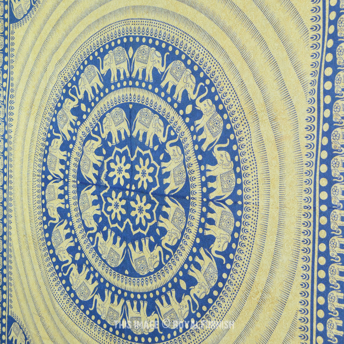Queen Size Blue Elephant Dorm Decor Indian Tapestry Wall Hanging ...