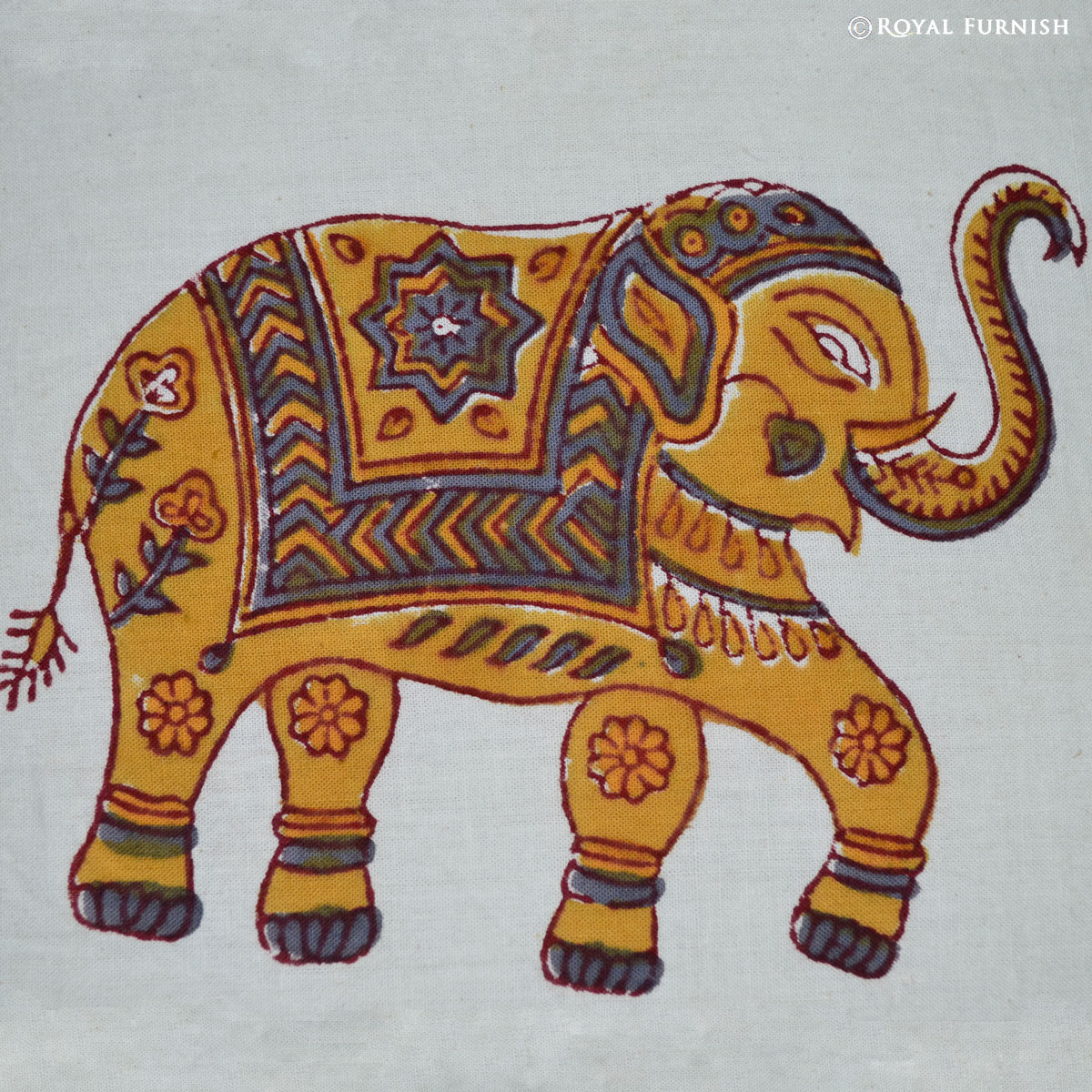 Elephant Hand Block Printed Fabric Soft Toy main image 1