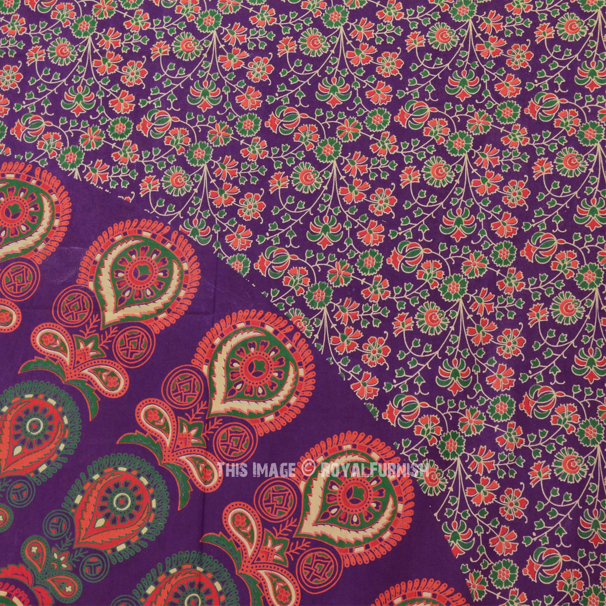 Maroon Multi Peacock Wings Mandala Wall Tapestry Bedding - RoyalFurnish.com