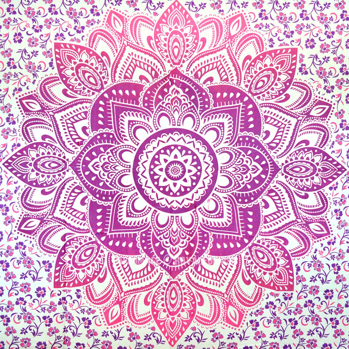 Pink Geometric Flower Circle Mandala Wall Tapestry - RoyalFurnish.com