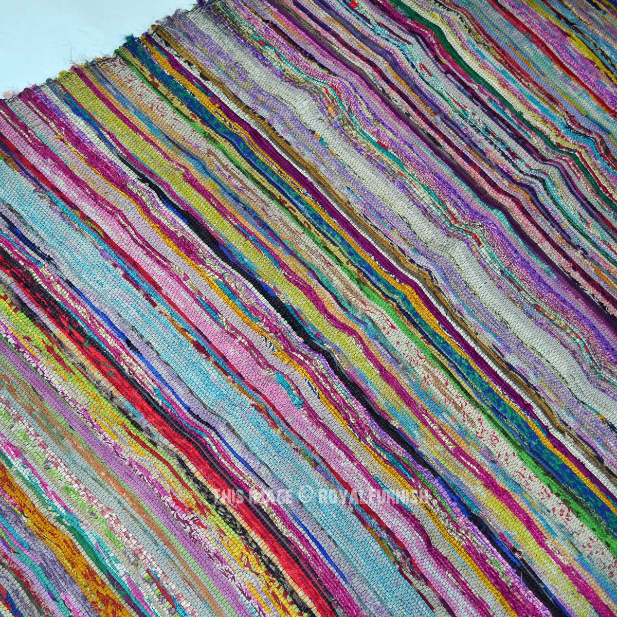 Recycled Hand Woven Cotton Chindi Rag Rug 3 X6 Ft Recycled Hand Woven Cotton Chindi Rag Rug 3 X6 Ft