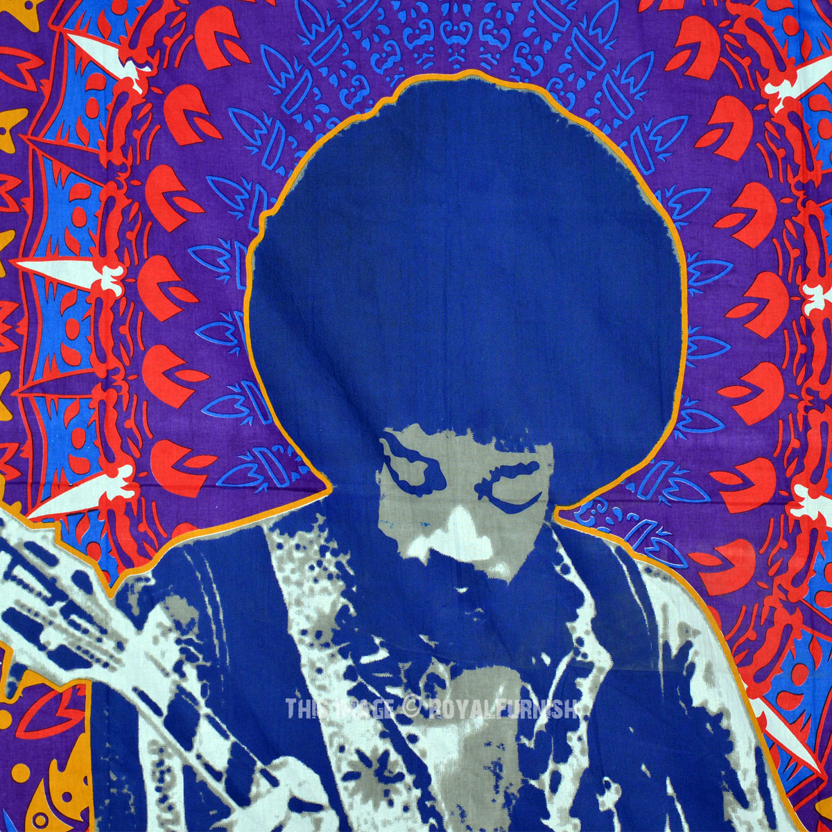 Blue Jimi Hendrix Music and Band Tapestry Wall Tapestry
