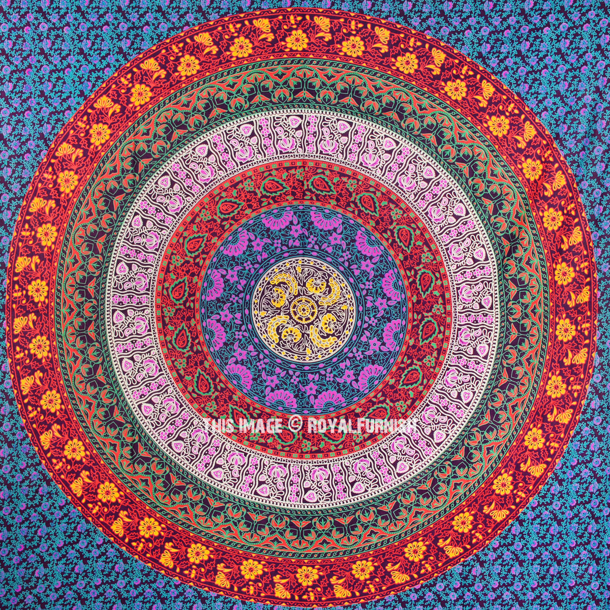 Purple Plum & Bow Medallion Mandala Hippie Tapestry Bohemian Wall Hanging