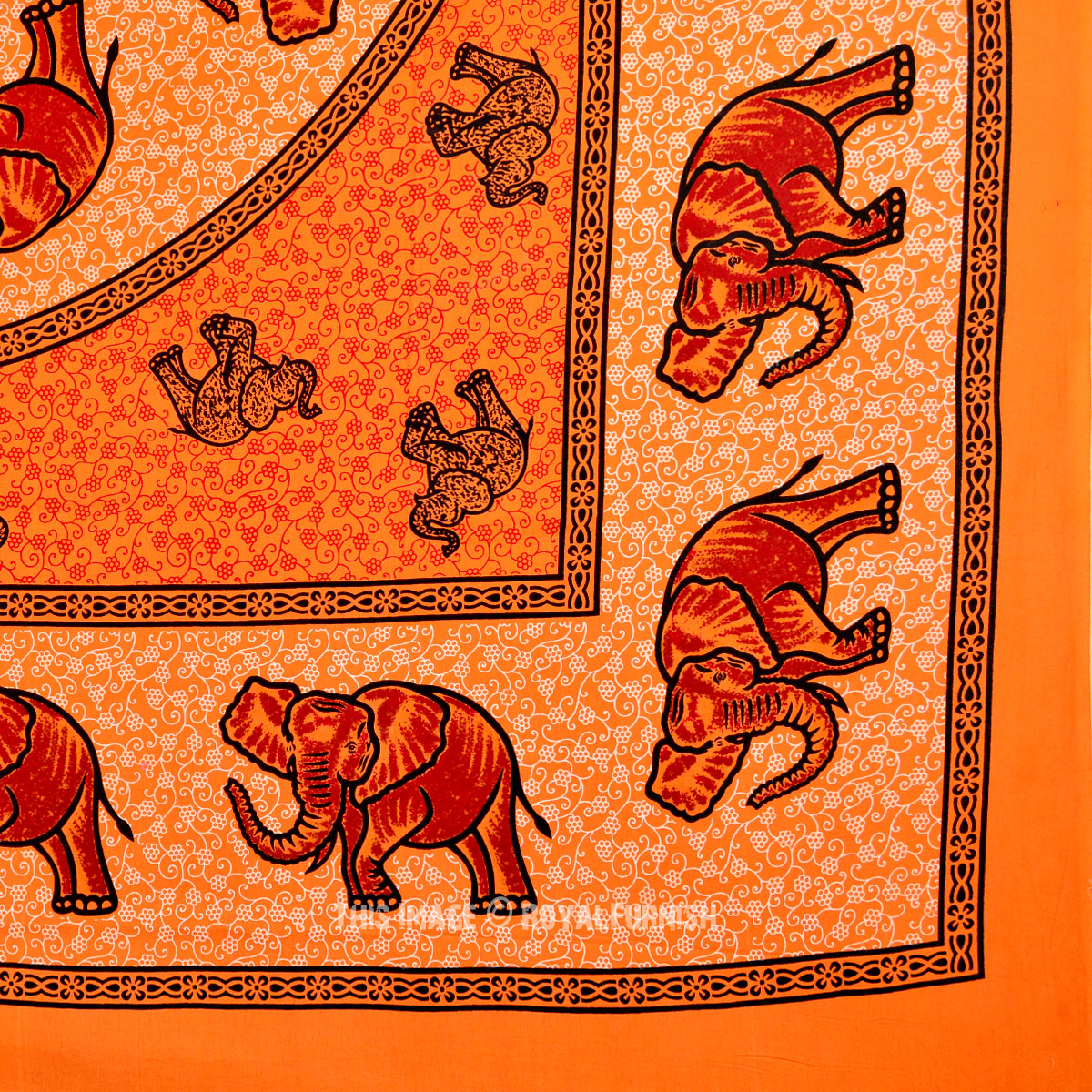 Orange Indian Elephant Mandala Hippie Trippy Tapestry Wall Hanging ...