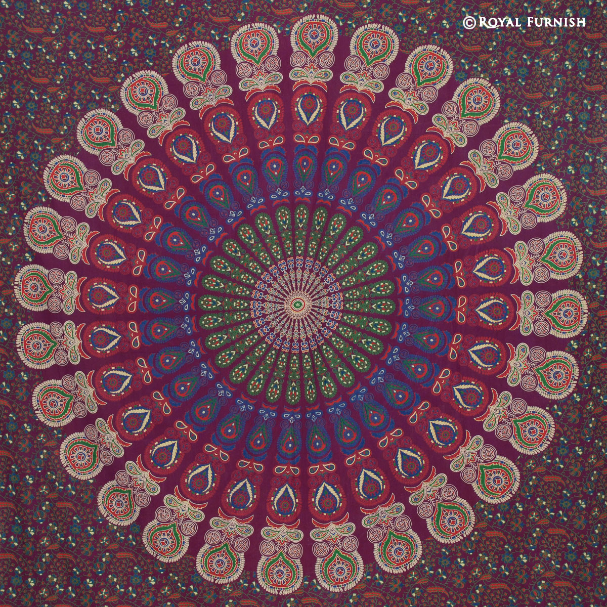 Multicolor Psychedelic Indian Mandala Hippie Bohemian Tapestry Wall Hanging