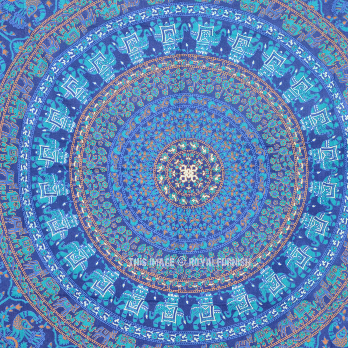 Small Blue Boho Mandala Wall Tapestry, Indian Hippie Bohemian Bedding ...