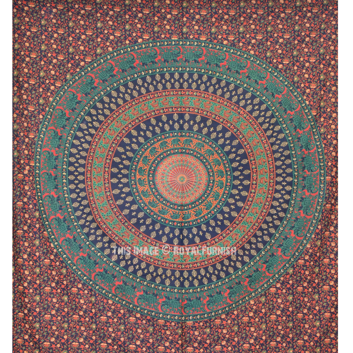 Queen Size Elephant Floral Bohemian Mandala Wall Tapestry ...