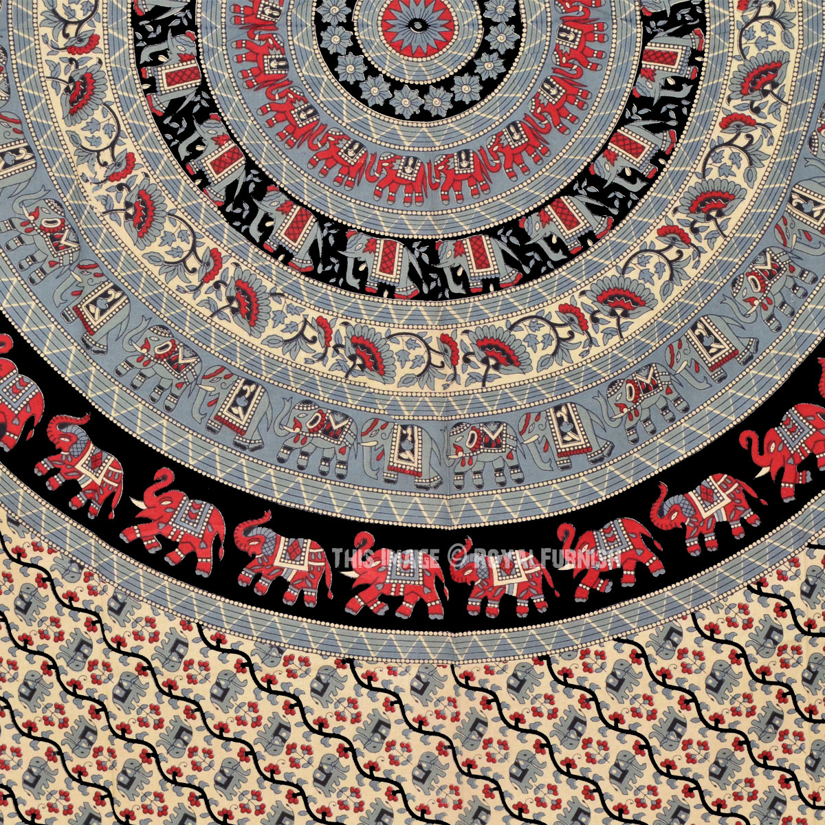 Multi Small Elephant Bohemian Mandala Tapestry Wall Hanging, Indian ...