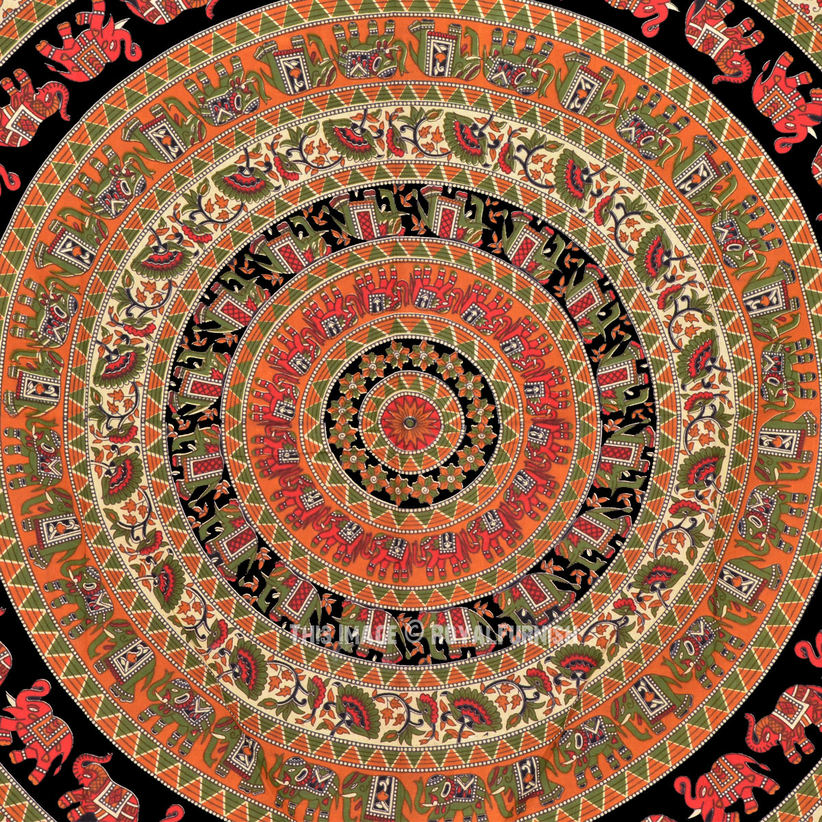 Multi Small Bohemian Elephant Mandala Wall Tapestry, Hippie Twin