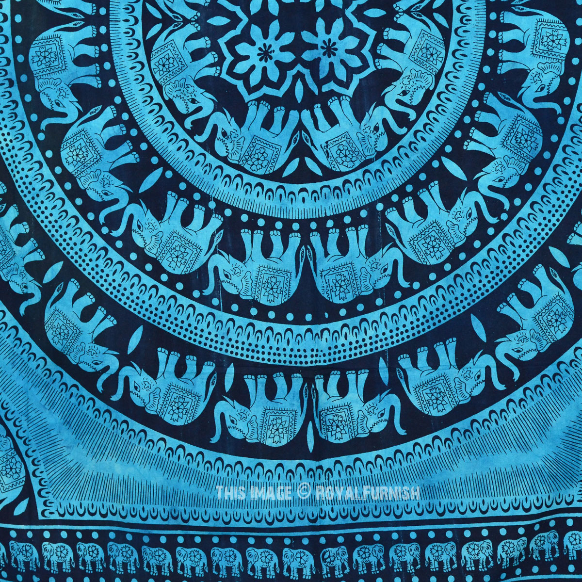 Blue Tie Dye Elephant Mandala Tapestry Throw Hippie Bedding Indian ...