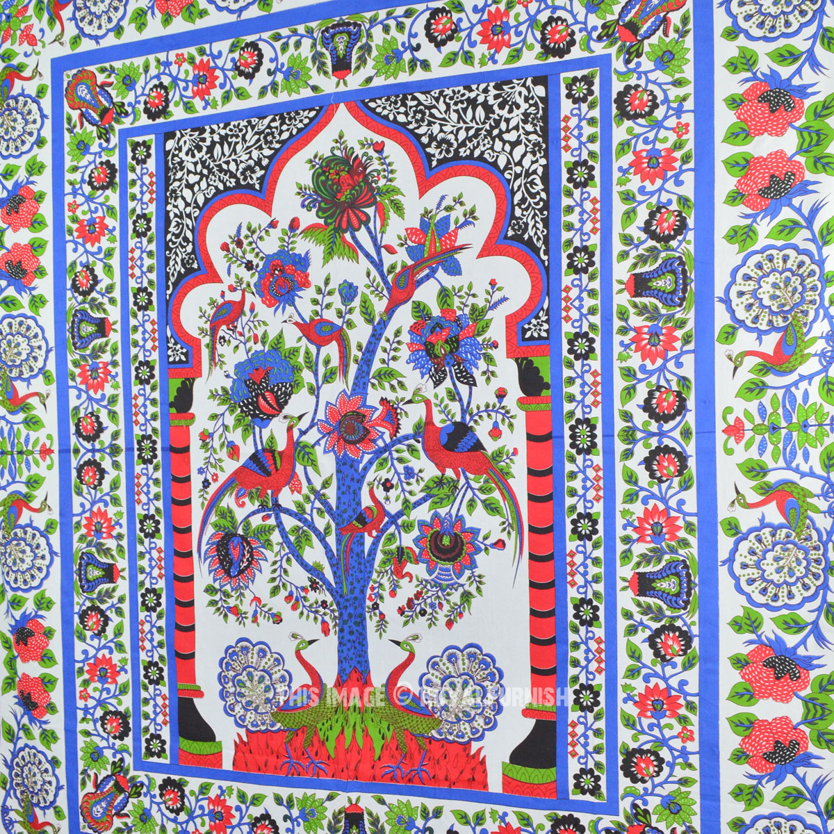 Large Indian Tree Of Life Tapestry – Boho Hippie Mandala Wall Hanging – 30x40 Inch – 100% Cotton – Hand Screen Printed