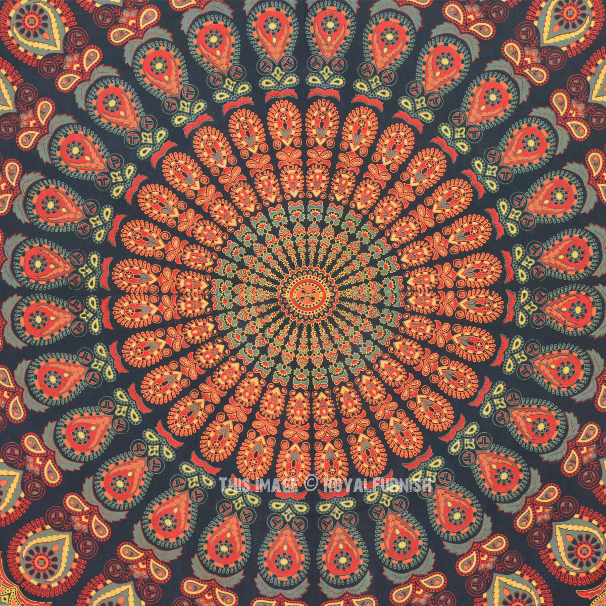 Green Large Mandala Tapestry Wall Hanging, Mandala Throw Decor