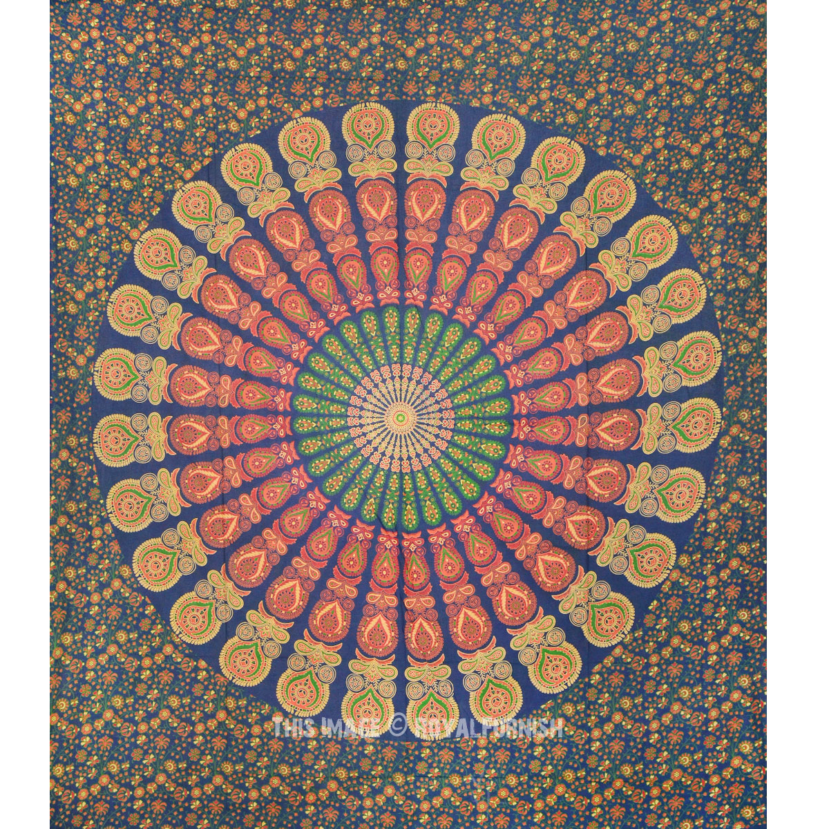Green Mandala Wall Tapestry, Indian Bohemian Boho Style Bedding Bed ...