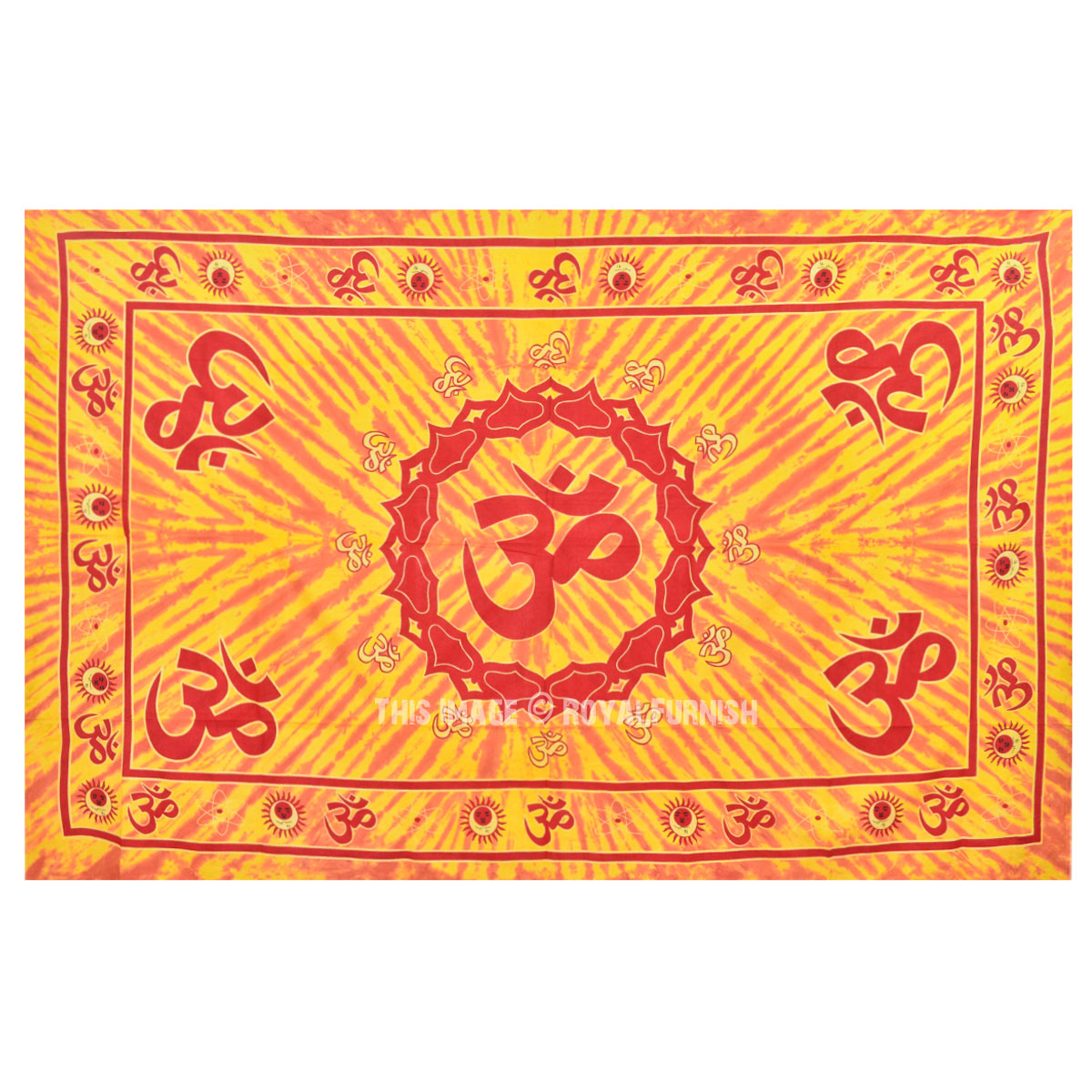Yellow OM Aum Wall Tapestry, Yoga & Meditation Wall Hanging