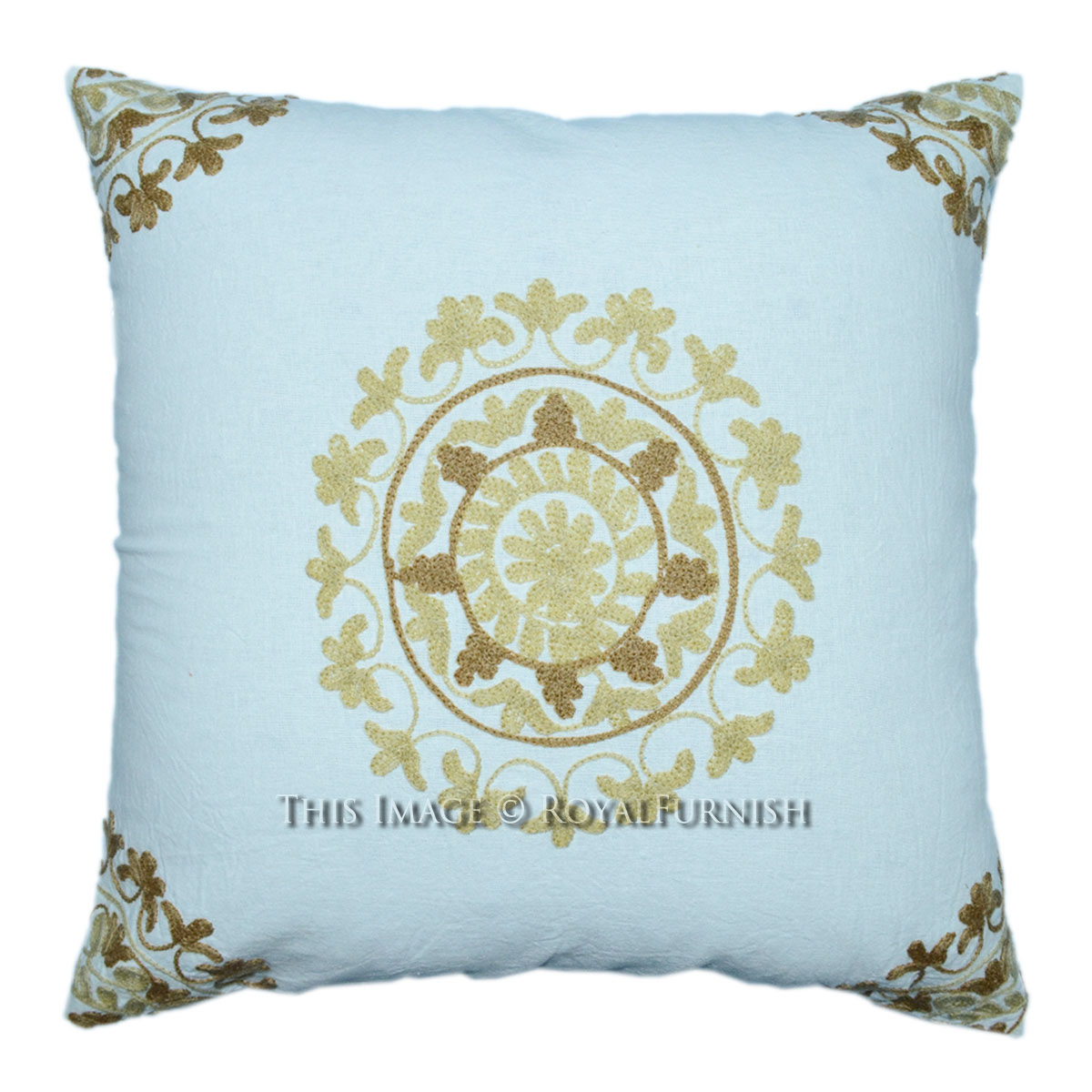 40"X40" Cm Embroidered Suzani Indoor/Outdoor Square Pillow Case