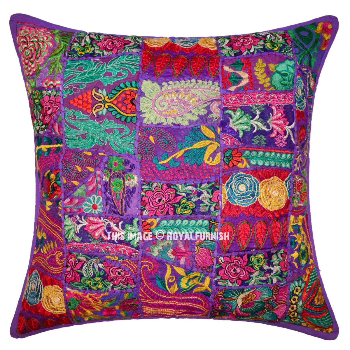 Giant Purple Decorative Patchwork Bohemian Throw Pillow Cover 24X24 ...