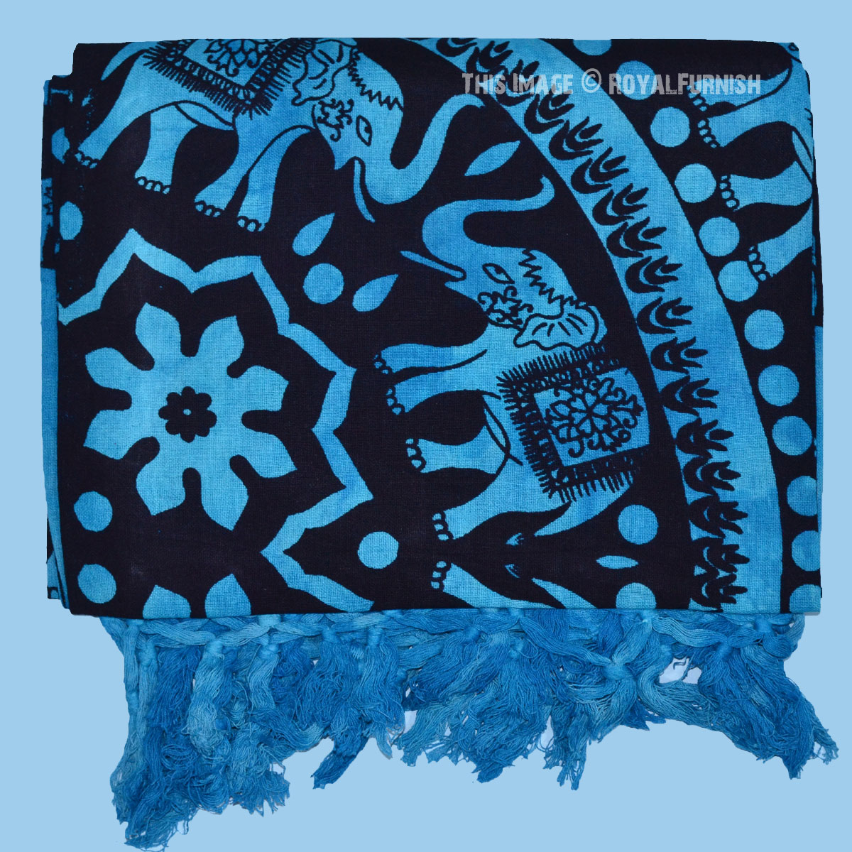 Twin Blue Tie Dye Elephant Tapestry Wall Hanging Throw Mandala ...