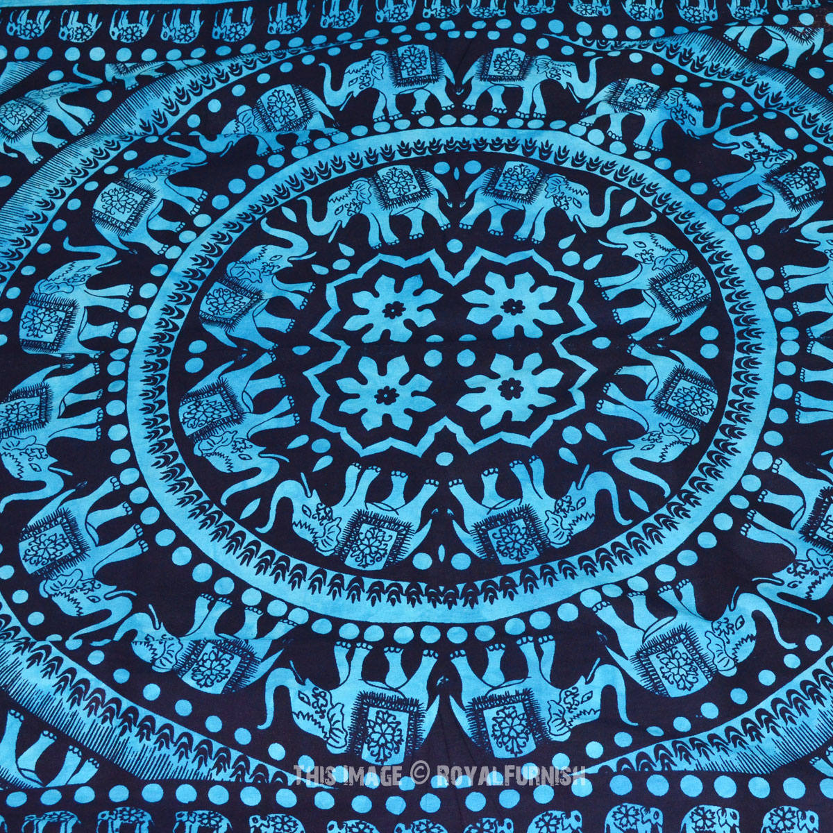 Twin Blue Tie Dye Elephant Tapestry Wall Hanging Throw Mandala ...
