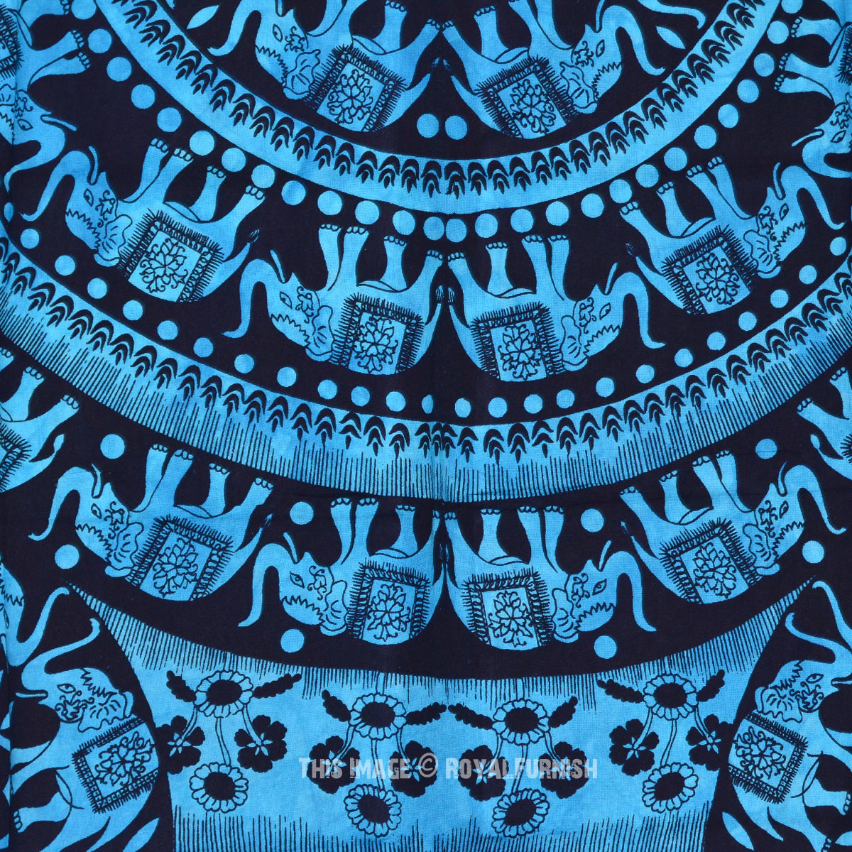 Twin Blue Tie Dye Elephant Tapestry Wall Hanging Throw Mandala ...
