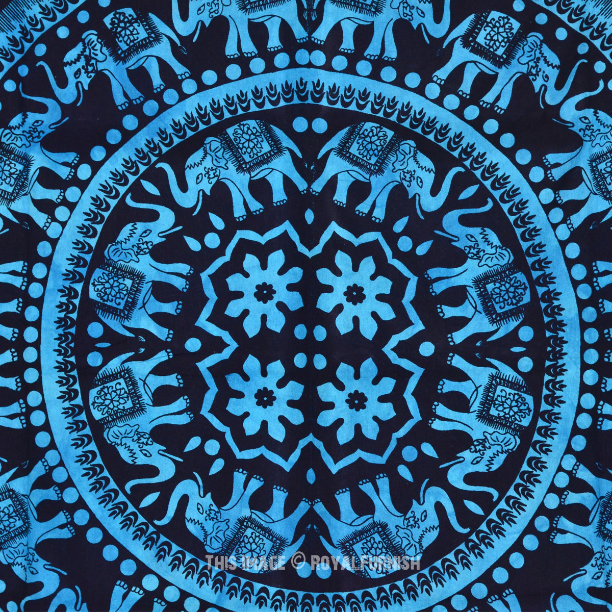 Twin Blue Tie Dye Elephant Tapestry Wall Hanging Throw Mandala ...