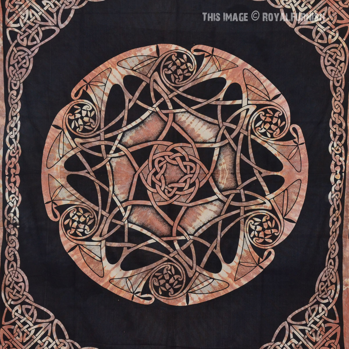Orange Color Celtic Star Cotton Beautiful Design Tapestry Poster Wall Hanging 