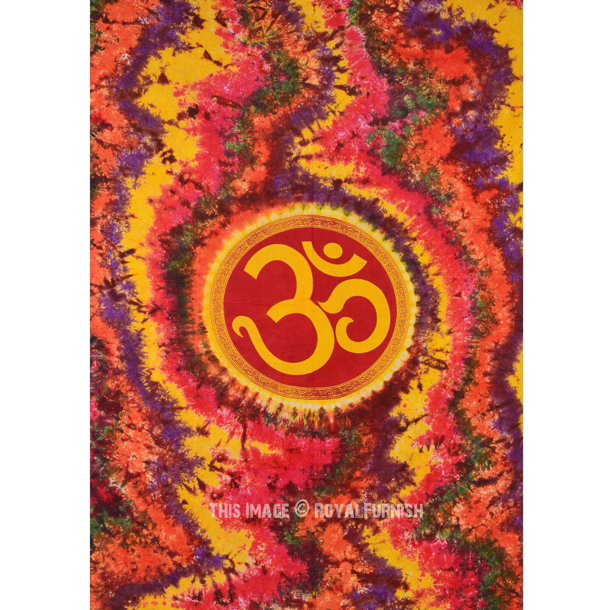 Twin Colorful Hippie Hindu OM Symbol Tapestry Wall Hanging Bedspread ...