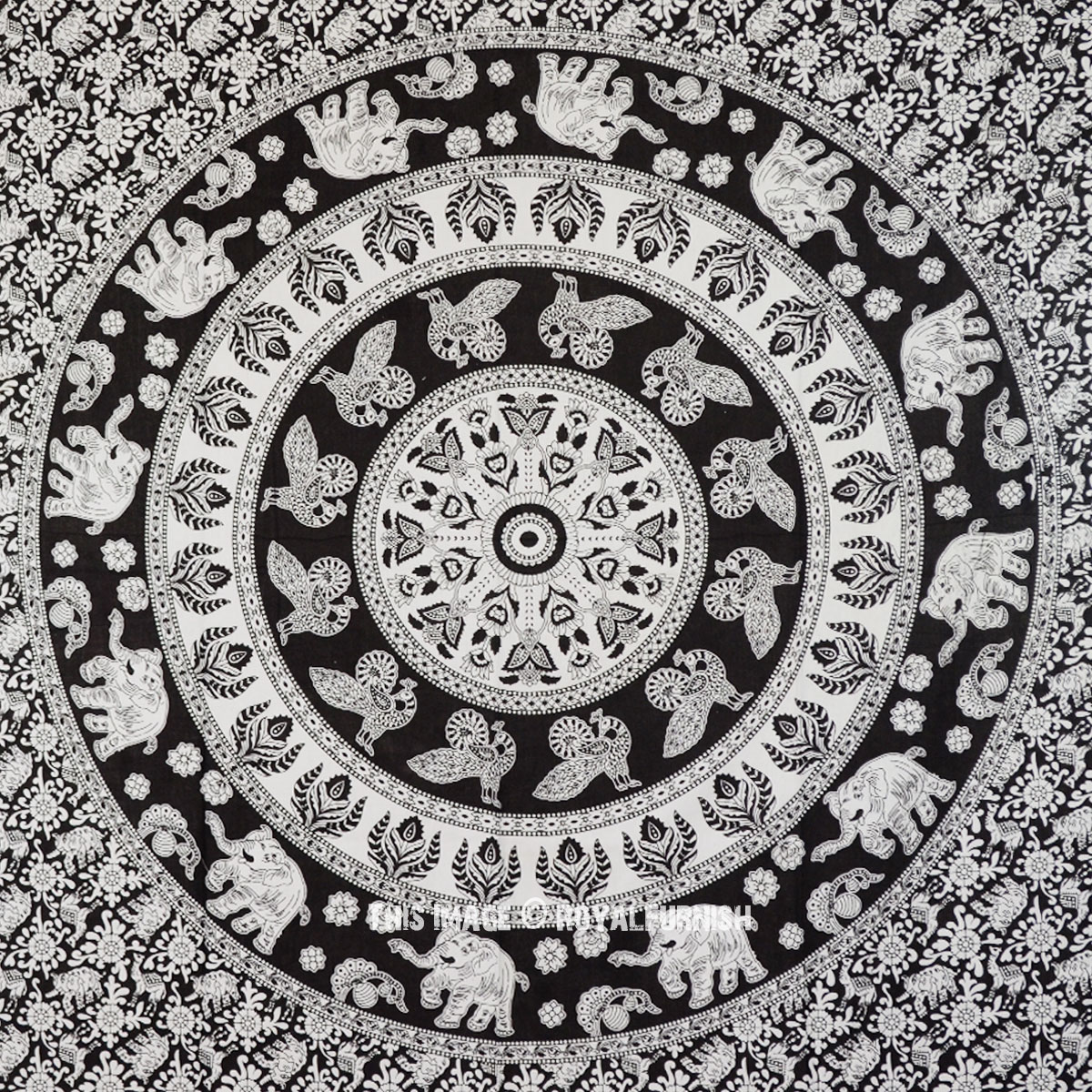 Black and on sale white elephant tapestry