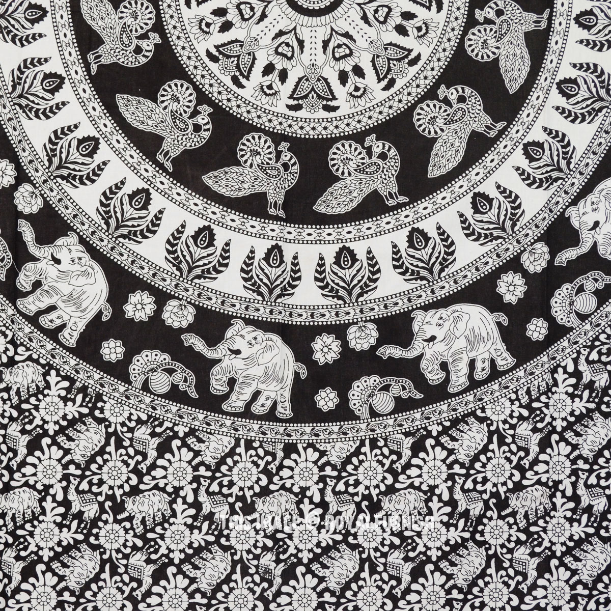 Black and White Elephants Medallion Wall Tapestry, Hippie Bedding ...