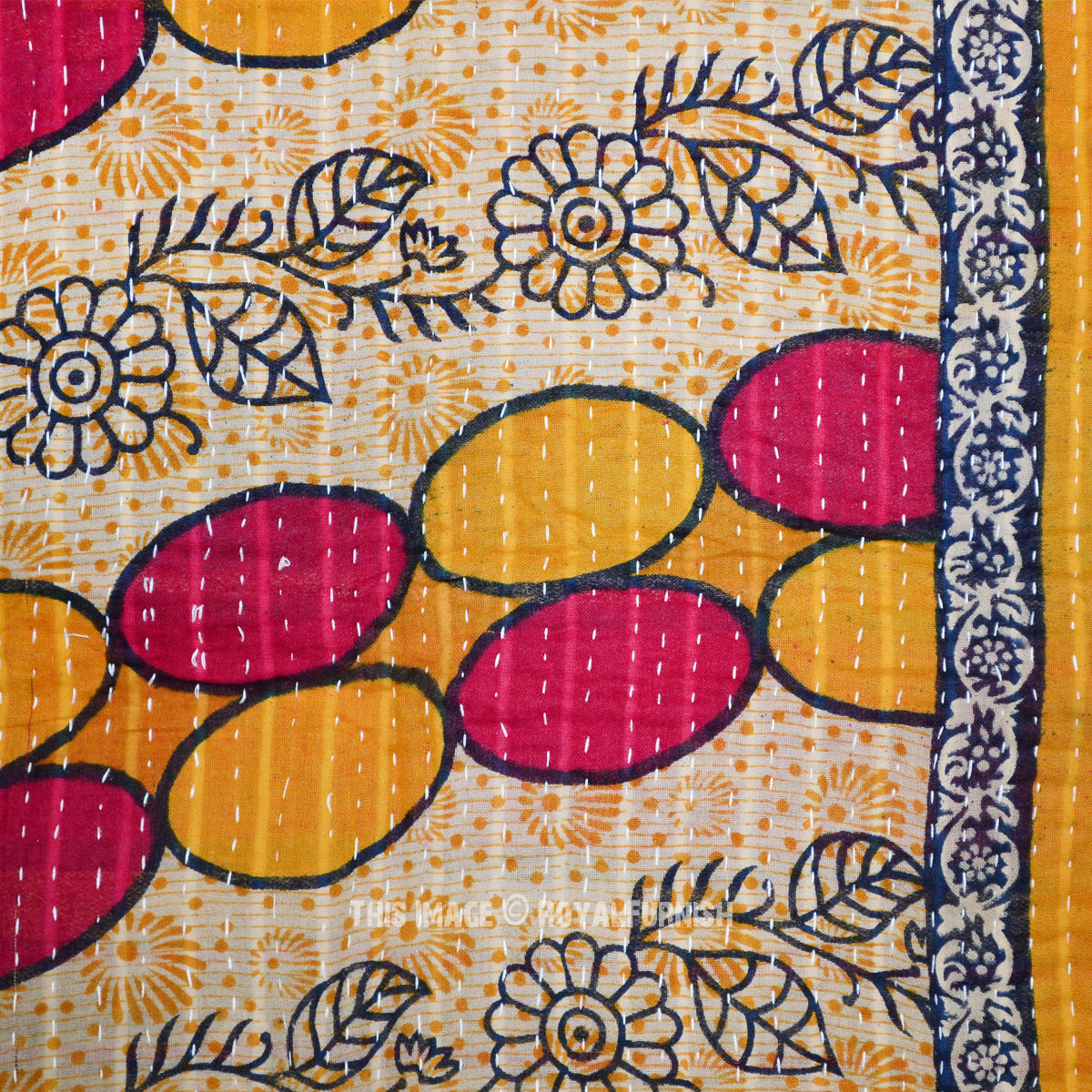 Running Sititched Bengali India Kantha Quilted Throw