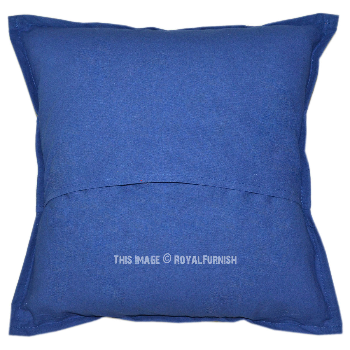 Blue Decorative Bohemian Embroidered Floral Needlepoint Pillow Case